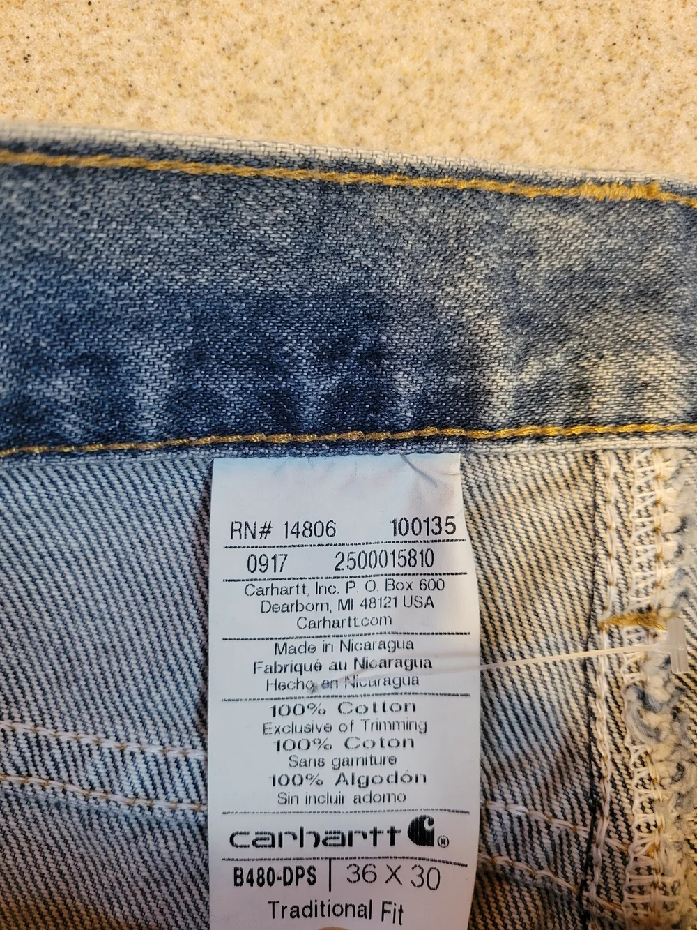Carhartt size 36x30